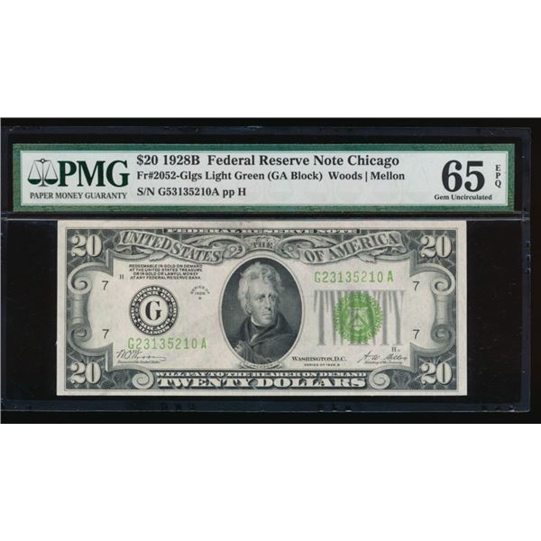 1928B $20 Chicago FRN PMG 65EPQ