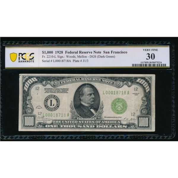 1928 $1000 San Francisco FRN PCGS 30