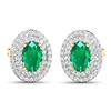 Image 2 : 14KT Yellow Gold 0.76ctw Zambian Emerald and Diamond Earrings