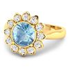 Image 2 : 14KT Yellow Gold 1.9ctw Aquamarine and Diamond Ring