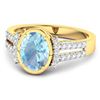 Image 2 : 14KT Yellow Gold 1.28ctw Aquamarine and Diamond Ring