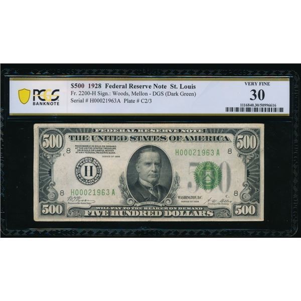 1928 $500 St Louis FRN PCGS 30