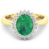 Image 1 : 14KT Yellow Gold 1ct Zambian Emerald and Diamond Ring