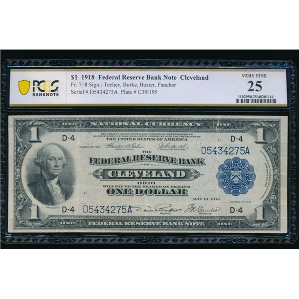 1918 $1 Cleveland FRBN PCGS 25
