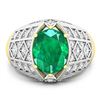 Image 3 : 14KT Yellow Gold 2.03ctw Zambian Emerald and Diamond Ring