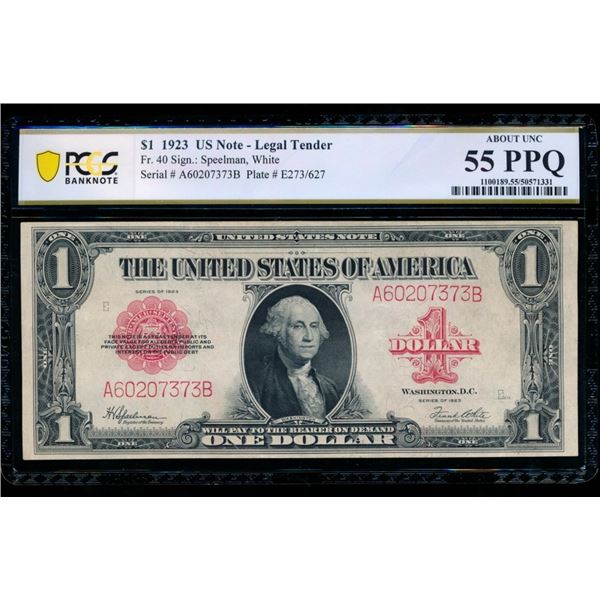 1923 $1 Legal Tender Note PCGS 55PPQ
