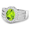 Image 2 : 14KT White Gold 1.6ctw Peridot and Diamond Ring