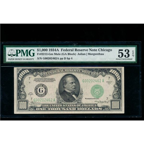 1934A $1000 Chicago FRN PMG 53EPQ