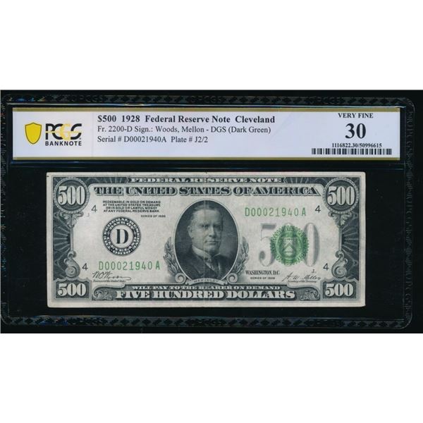 1928 $500 Cleveland FRN PMG 30