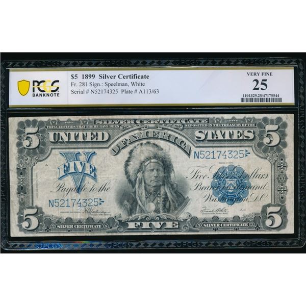 1899 $5 Chief Silver Certificate PCGS 25