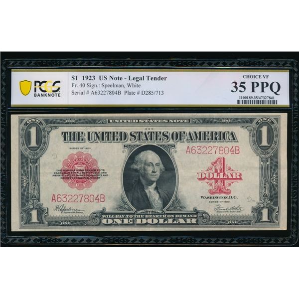 1923 $1 Legal Tender Note PCGS 35PPQ