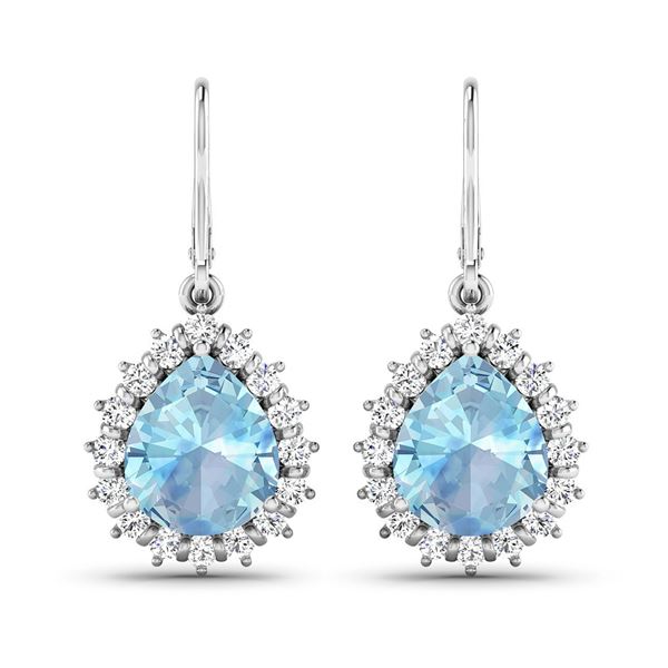 14KT White Gold 2.5ctw Aquamarine and Diamond Earrings
