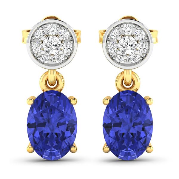 14KT Yellow Gold 1.24ctw Tanzanite and Diamond Earrings