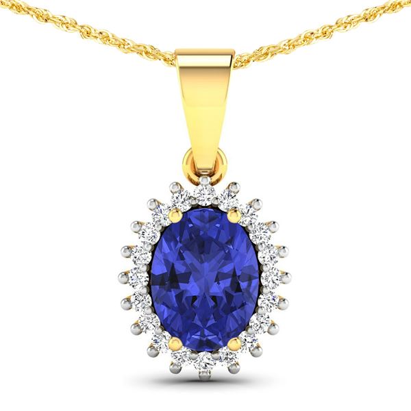 14KT Yellow Gold 1.15ctw Tanzanite and Diamond Pendant