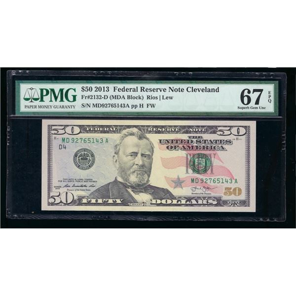 2013 $50 Cleveland FRN PMG 67EPQ