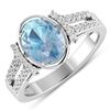 Image 1 : 14KT White Gold 1.28ctw Aquamarine and Diamond Ring