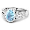 Image 2 : 14KT White Gold 1.28ctw Aquamarine and Diamond Ring