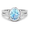 Image 3 : 14KT White Gold 1.28ctw Aquamarine and Diamond Ring