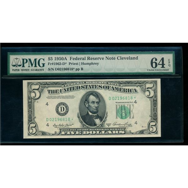 1950A $5 STAR Cleveland FRN PMG 64EPQ