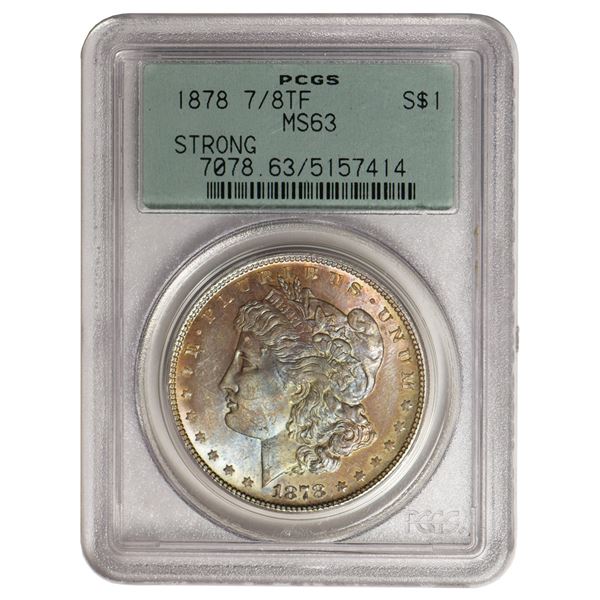1878 7/8F $1 TONING Morgan Silver Dollar PCGS MS63