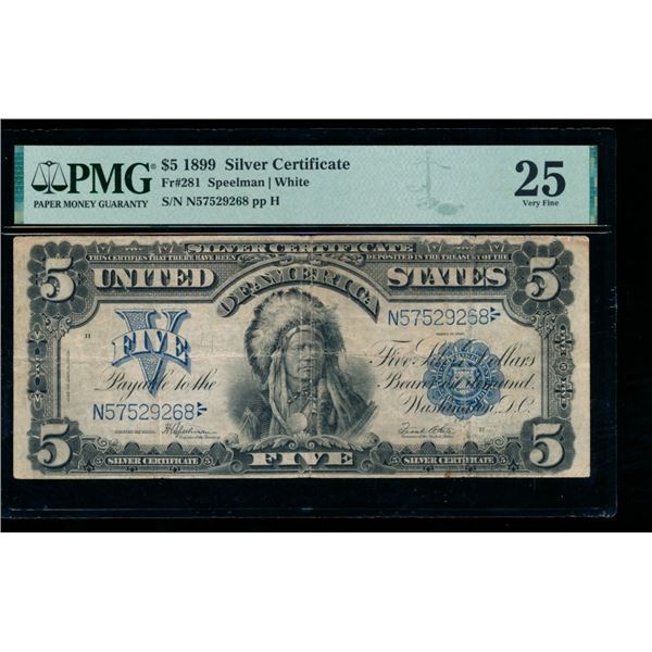 1899 $5 Chief Silver Certificate PMG 25