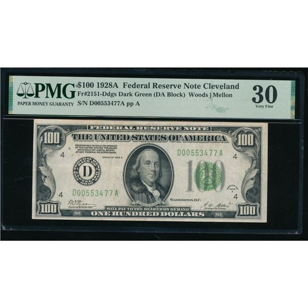1928A $100 Cleveland FRN PMG 30