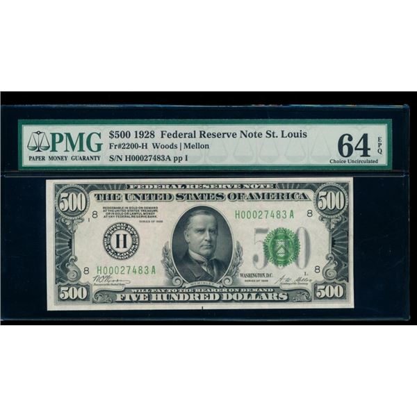 1928 $500 St Louis FRN PMG 64EPQ