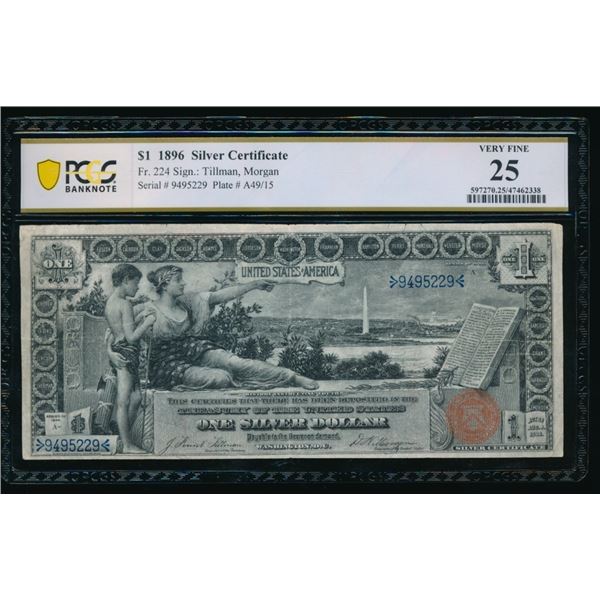 1896 $1 Educational Silver Certificate PCGS 25