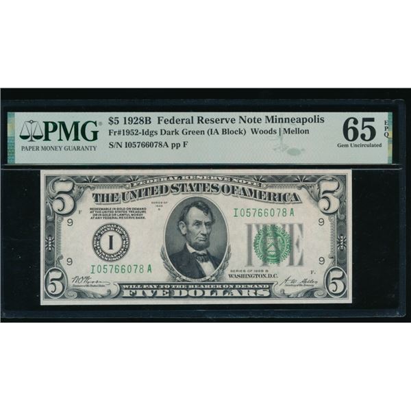 1928B $5 Minneapolis FRN PMG 65EPQ
