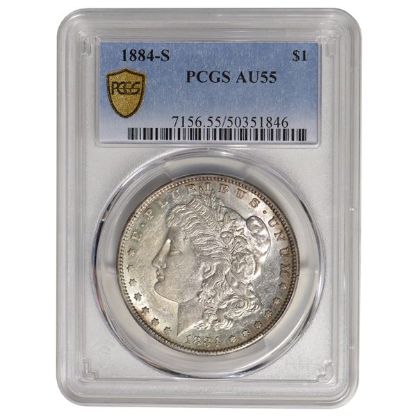 1884-S $1 Morgan Silver Dollar PCGS AU55