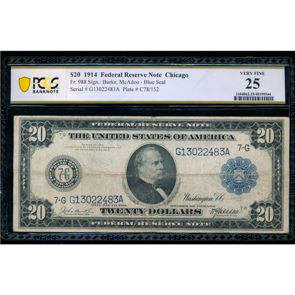 1914 $20 Chicago FRN PCGS 25