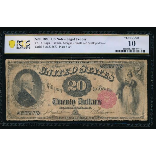 1880 $20 Legal Tender Note PCGS 10