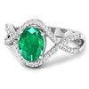 Image 2 : 14KT White Gold 1ctw Zambian Emerald and Diamond Ring