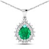 Image 1 : 14KT White Gold 2.85ctw Zambian Emerald and Diamond Pendant