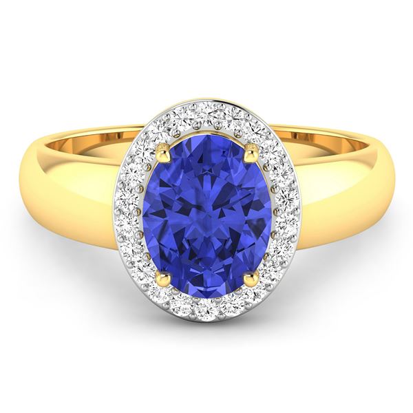 14KT Yellow Gold 1.41ct Tanzanite and Diamond Ring