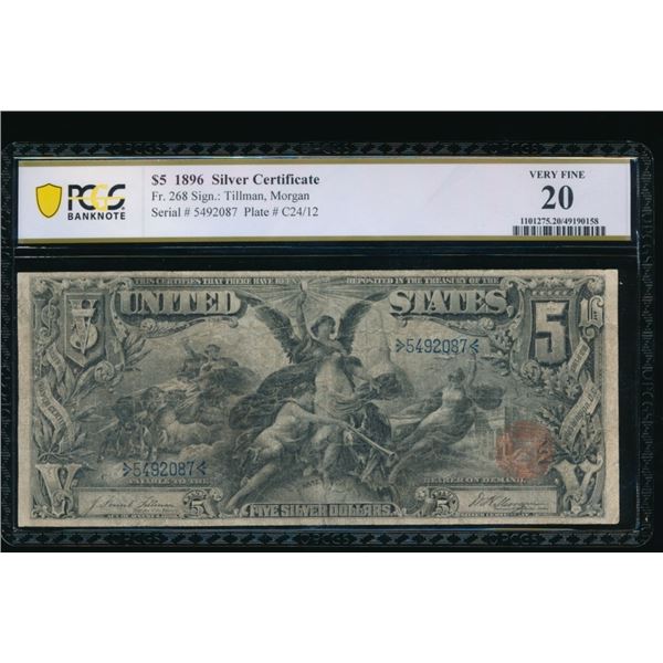 1896 $5 Educational Silver Certificate PCGS 20
