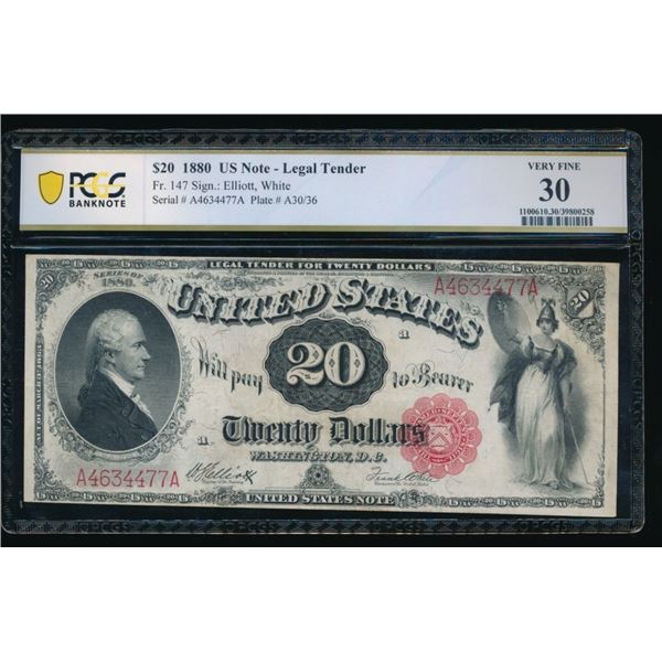1880 $20 Legal Tender Note PCGS 30