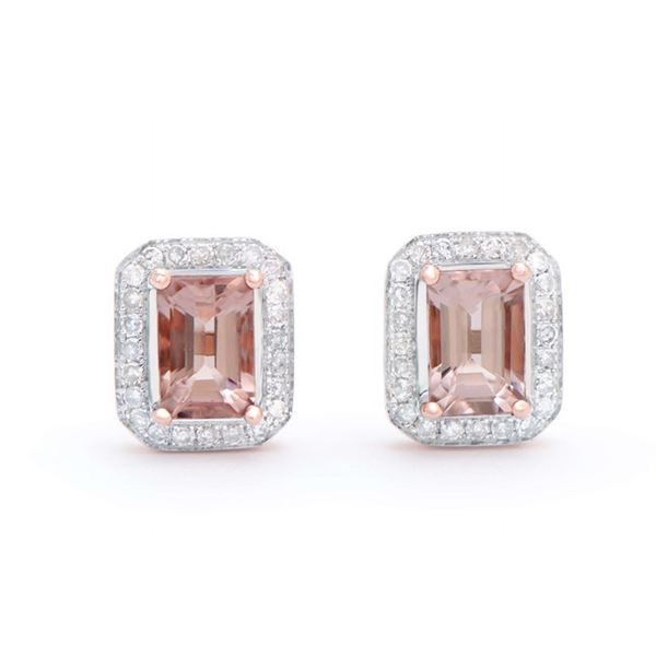 14KT Rose Gold 1.31cts Morganite and Diamond Earrings