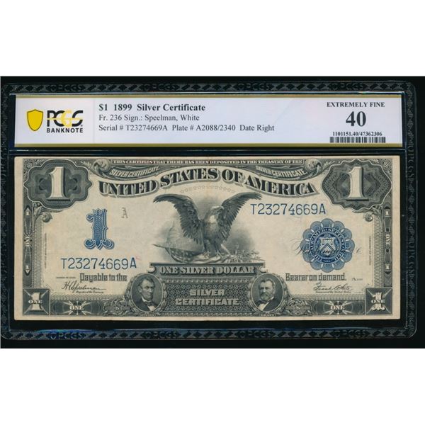 1899 $1 Black Eagle Silver Certificate PCGS 40