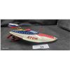 Image 1 : Super cool vintag Atom speed boat racer tin toy wind up working