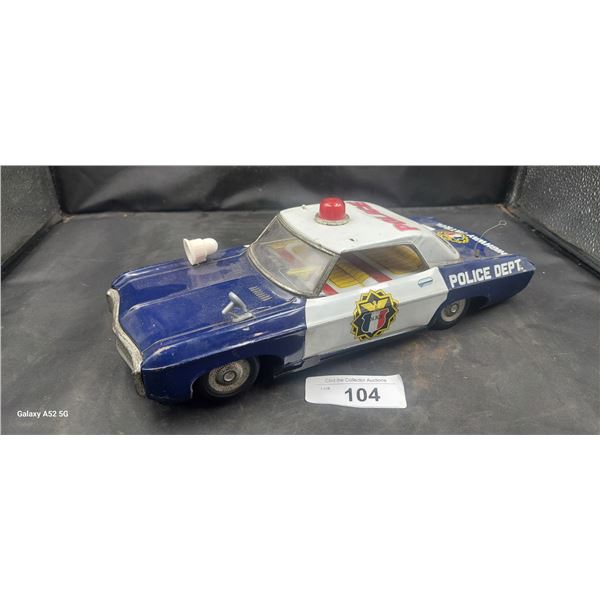 Vintage Police highway patrol tin toy 13" long