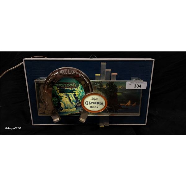 Vintage Olympia Beer Light Up sign Tested 10"x17"