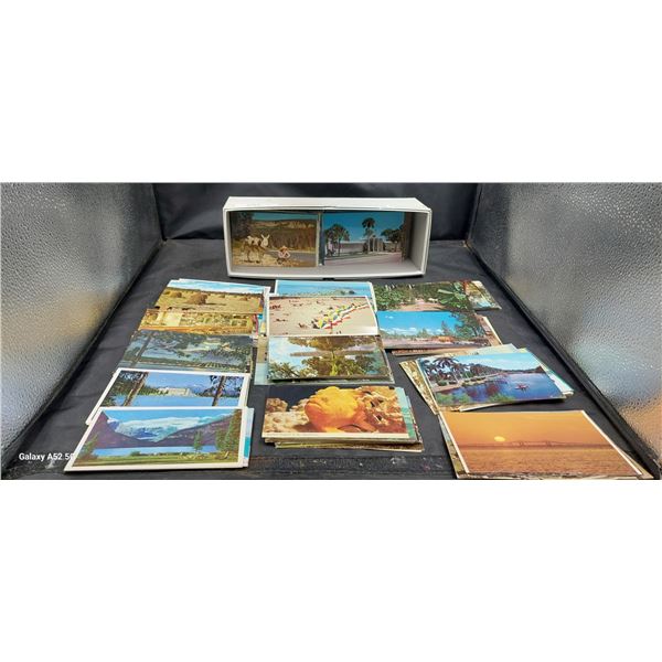 Small box full of 100s of vintage post cards