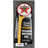 Image 1 : Mint condition Texaco golden motor oil thermometer, very nice reproduction with box 6"x16