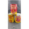 Image 1 : 3 Vintage Shell motor oil U.S. quarts, 2 empty 1 full