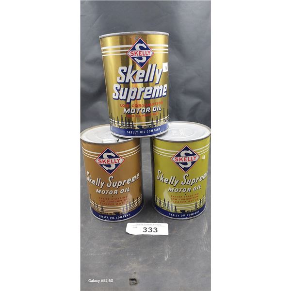 3 Great graphics Vintage Motor Oil Quarts 2 full 1 empty