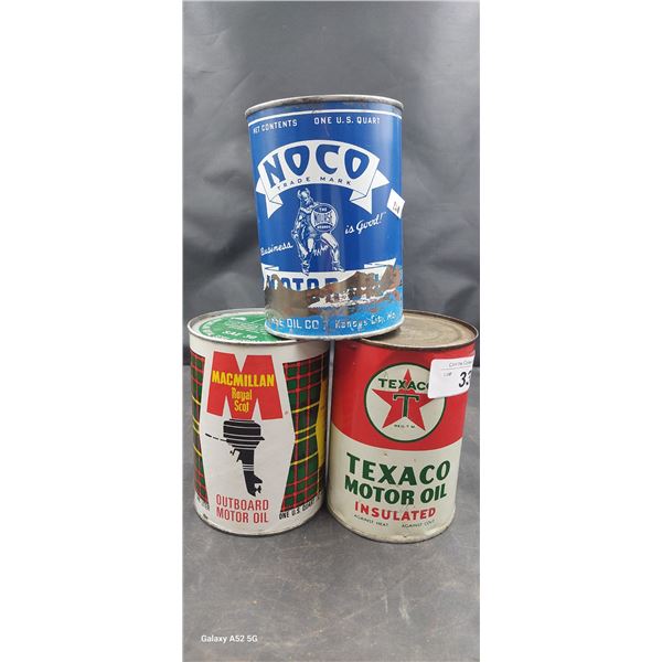 3 Vintage Texaco, Noco and Macmillan U.S. Quarts