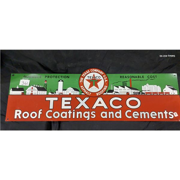 Very nice Texaco roof coating and cements reproduction sign 10"x31"
