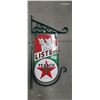 Image 1 : High quality reproduction Texaco double sided porcelain hanging sign with bracket, 13"x27"