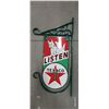 Image 2 : High quality reproduction Texaco double sided porcelain hanging sign with bracket, 13"x27"